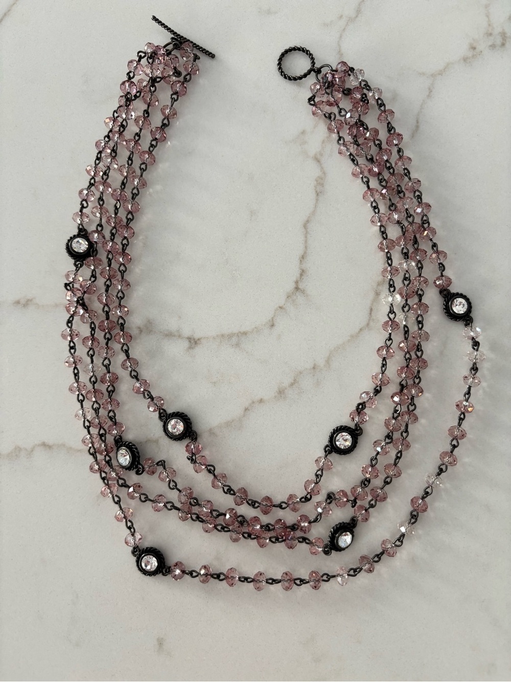 Virgins Saints & Angels Dusty Rose Magdalena Necklace Gunmetal Accents